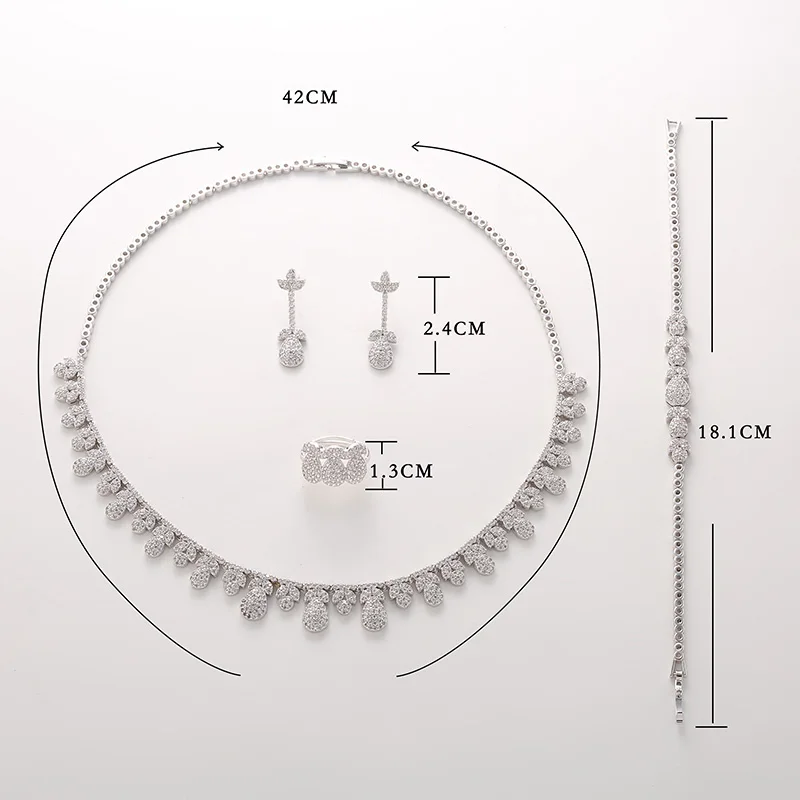 Hadiyana роскошные свадебные AAA набор из циркония горячие наборы для женщин ожерелье серьги кольцо браслет ювелирные изделия вечерние подарки TZ8086