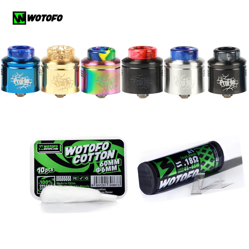

Original Wotofo Profile RDA Atomizer With Wotofo Cotton and Mesh Vape Tank Vaporizer Rebuilding Dripping RDA 510 vape atomizer
