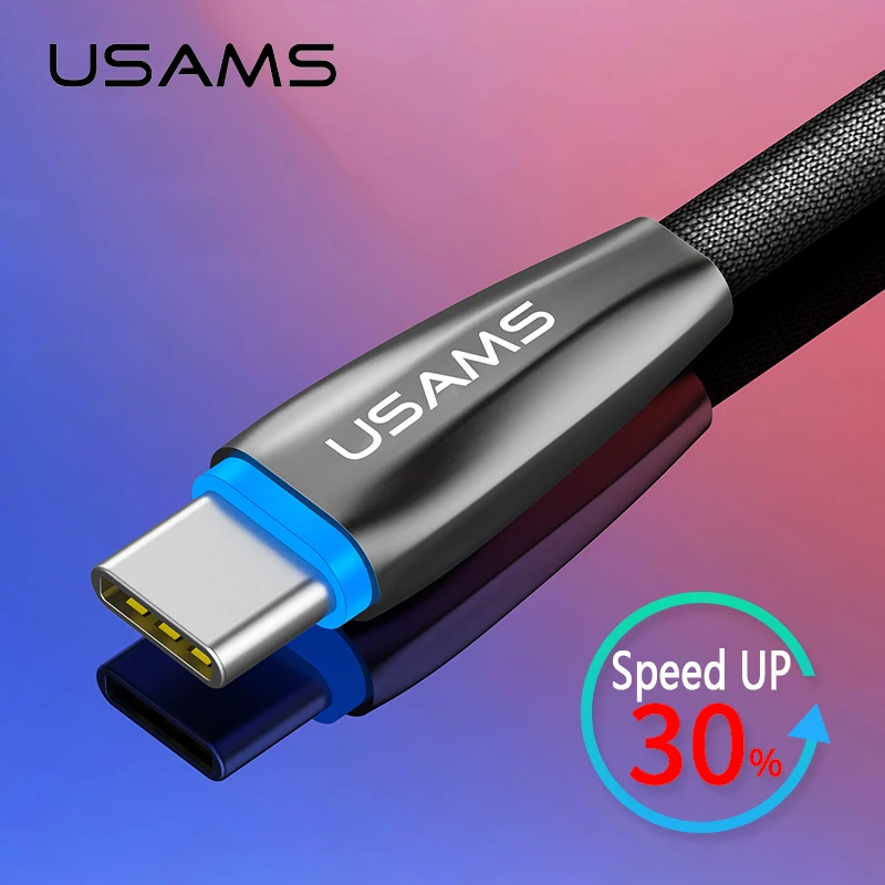 

Type C USB Cable USAMS Auto Change Lights Type-C Cable for Samsung Xiaomi Oneplus Smart USB-C Charger Data Sync Charging Cable