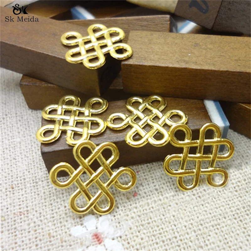

17MM 100PCS Retro Charm Gold Alloy Decorative Chinese Knot Supplies For Jewelry DIY Jewelry Accessories Connector TK-53