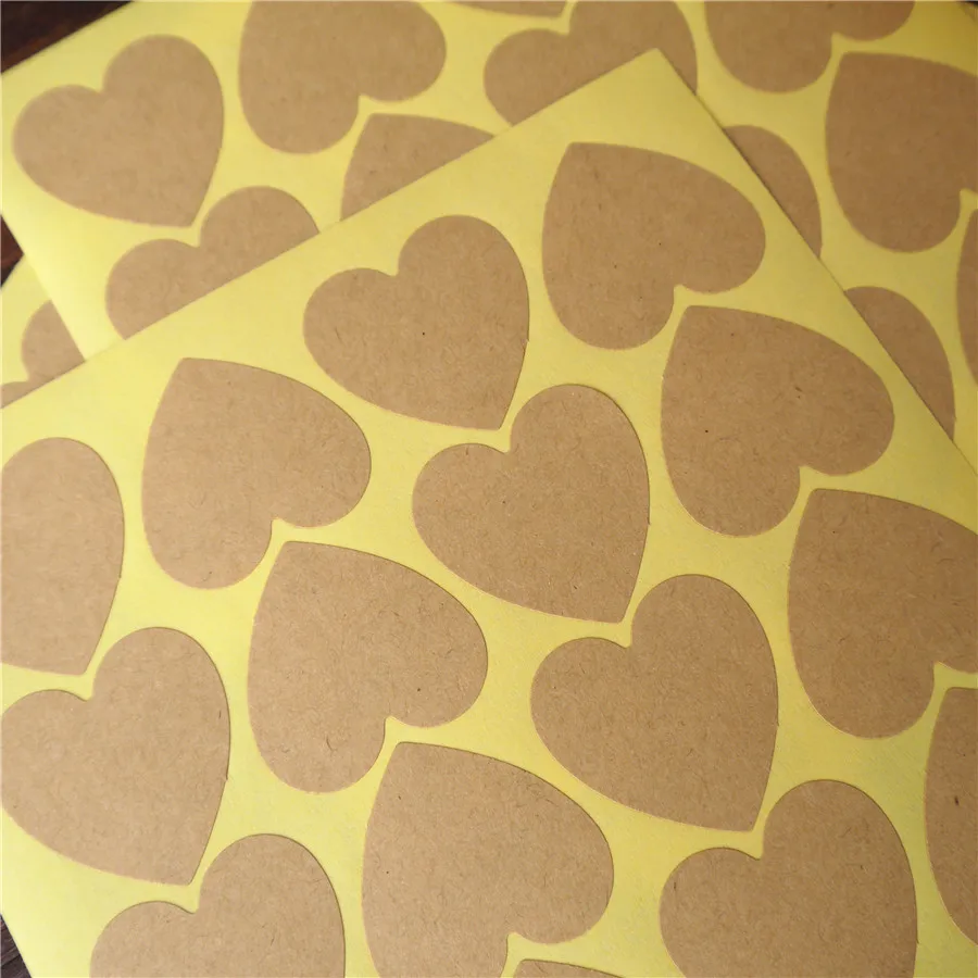 Brown Hand Made Stickers Hearts Envelope Seal Label Tags Packaging Shop HP010 