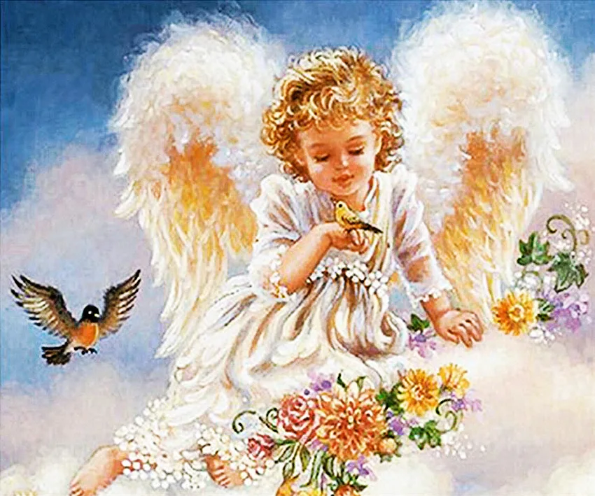 

2017 New mosaic 3D diy diamond embroidery angels and rabbit diamond painting square diamond needlework painting home decor D641