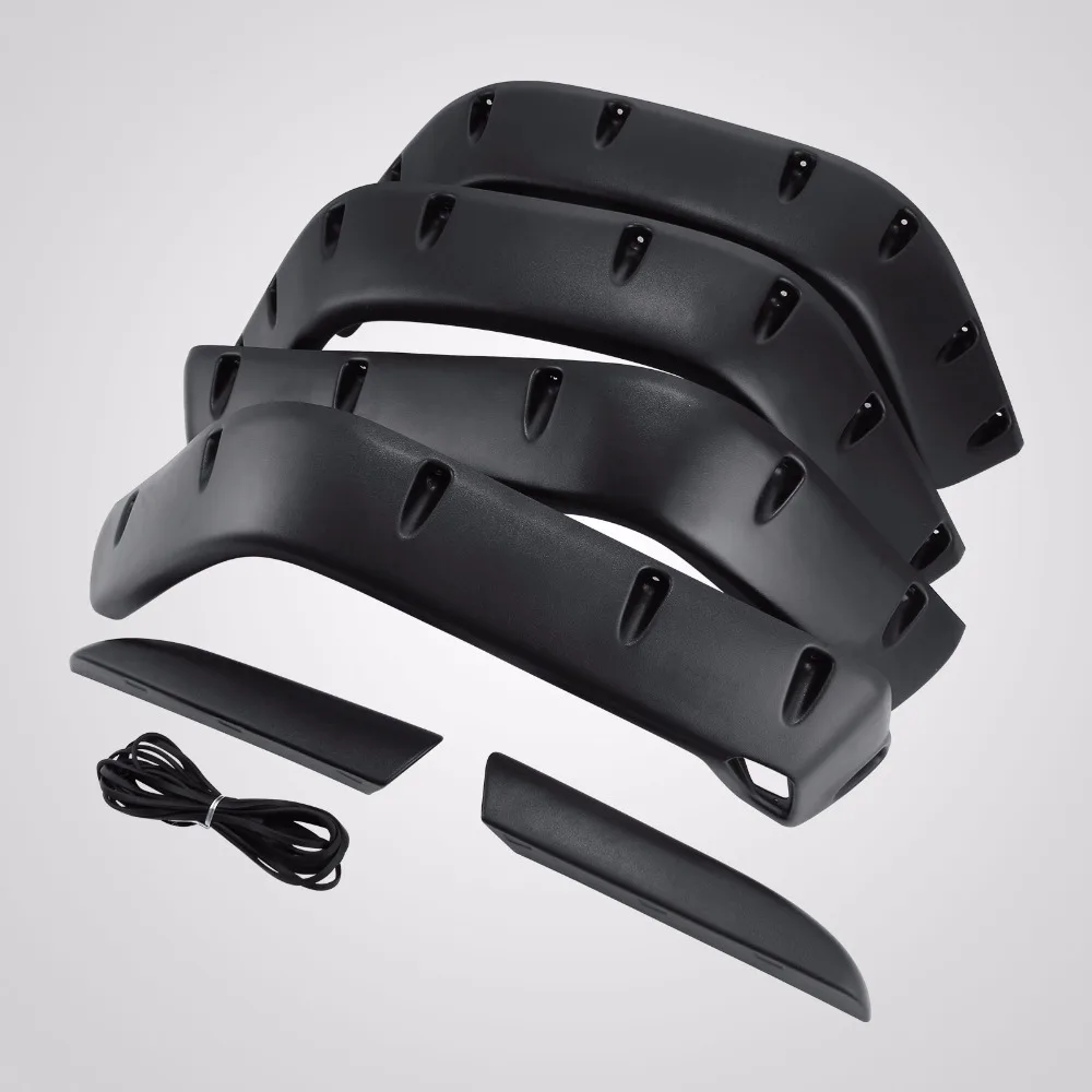 

6PCS Fender Flares For 97-06 Jeep Wrangler TJ Textured Black Flat Style 7" Wide
