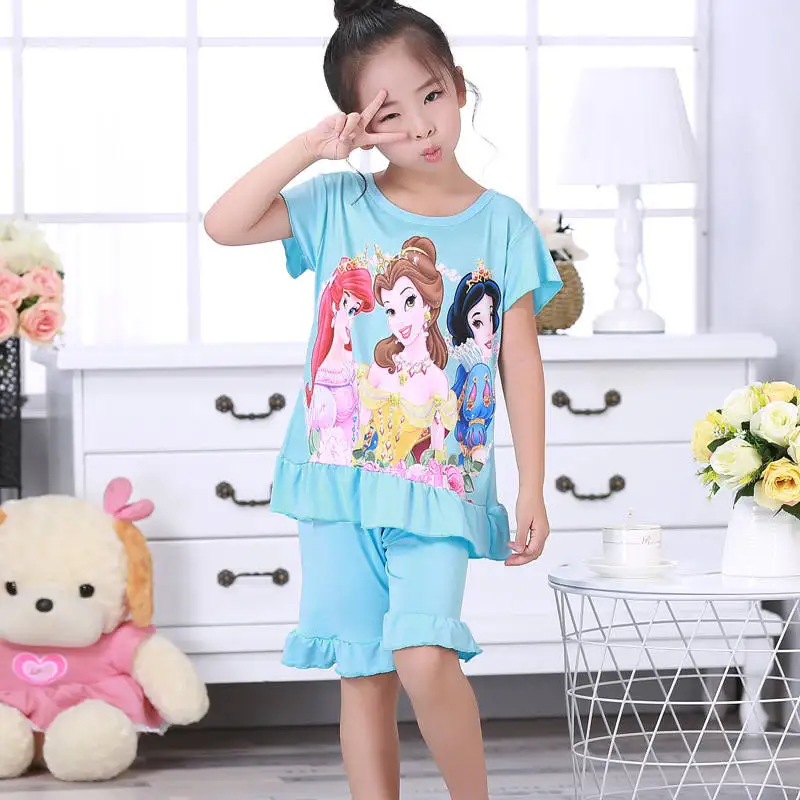 Одежда для сна принцессы Эльзы и Диснея Детская Пижама+ пижама летняя Домашняя одежда спальный костюм для мальчиков и девочек - Цвет: 11