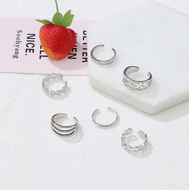 Summer Beach Vacation Knuckle Foot Ring Open Toe Rings Set for Women Girls Finger Heart Ring Adjustable Jewellery Wholesale - Image 6