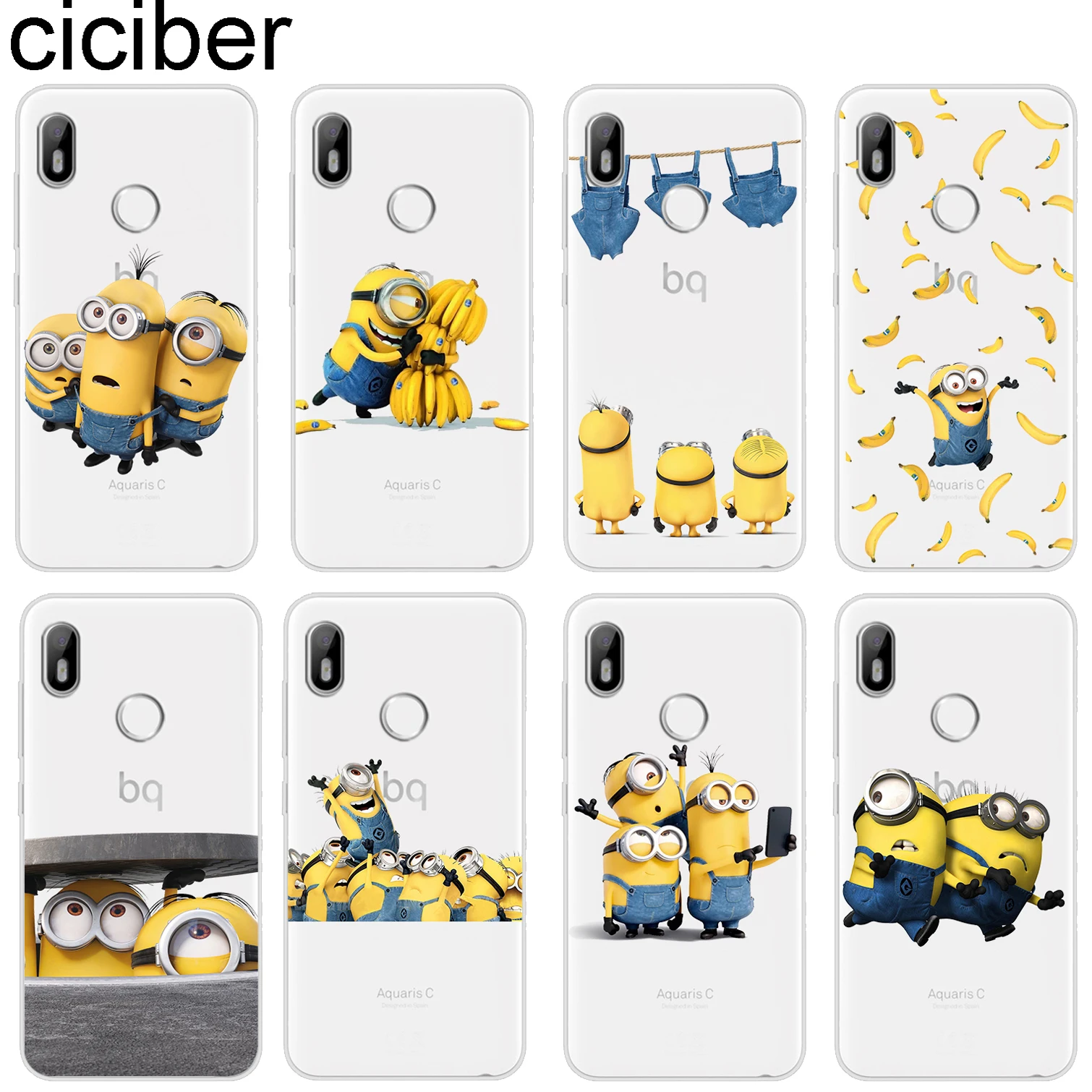 

ciciber Minions For BQ Aquaris U2 C U X5 V VS X2 X Plus Lite Pro E5 s M5 M5.5 E4.5 M4.5 Soft Silicone Phone Case Cover Clear TPU