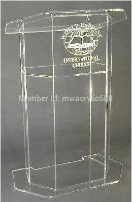 

Wholesale Free Shipping Beautiful Dull clear Polish Acrylic Podium Lectern With Shelf Acrylic Table