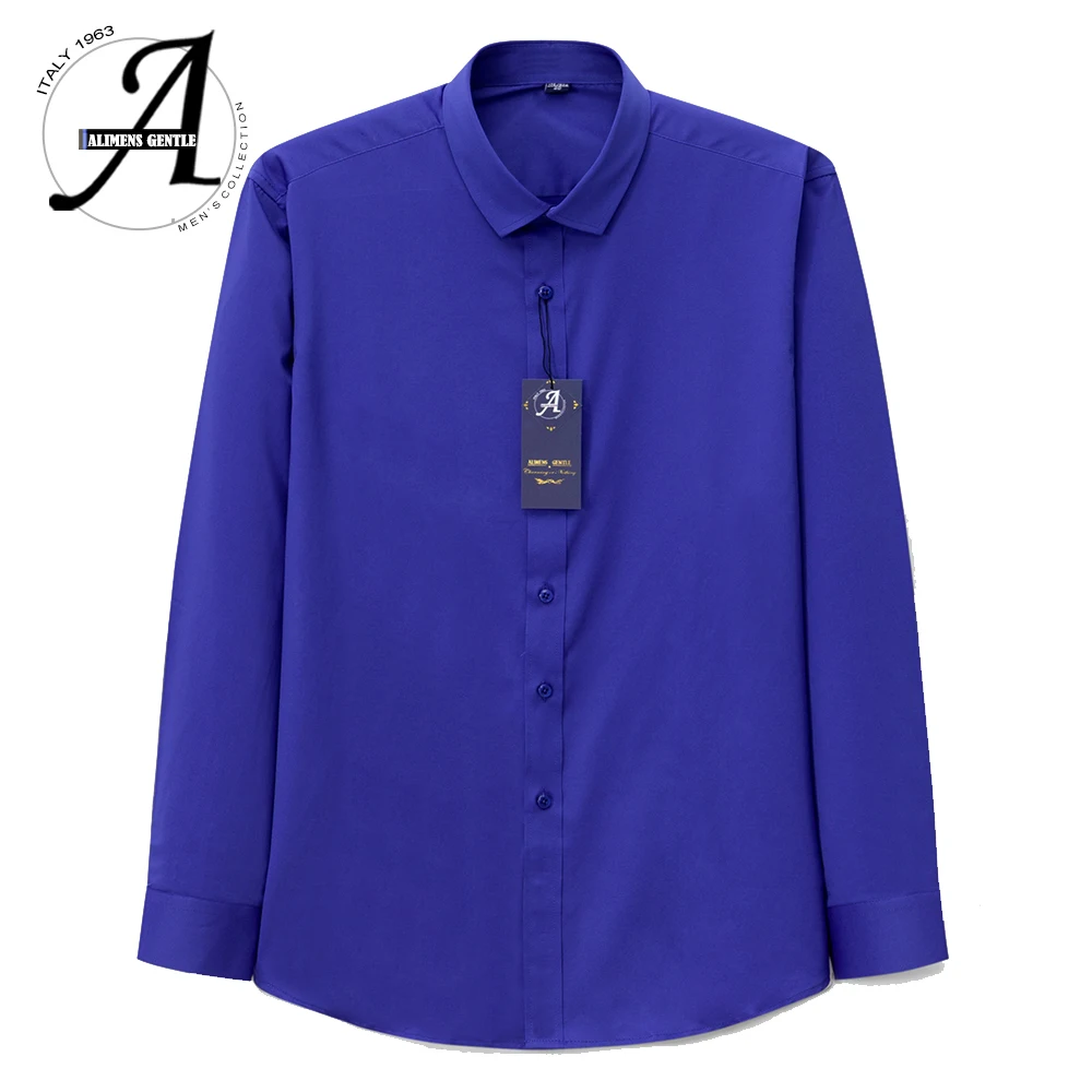 Alimens و لطيف رجل الخيزران الألياف الرعاية سهلة غير الحديد فستان بكم طويل قميص زائد حجم 8XL 7XL 6XL اللون الأبيض الأسود الأحمر الأرجواني