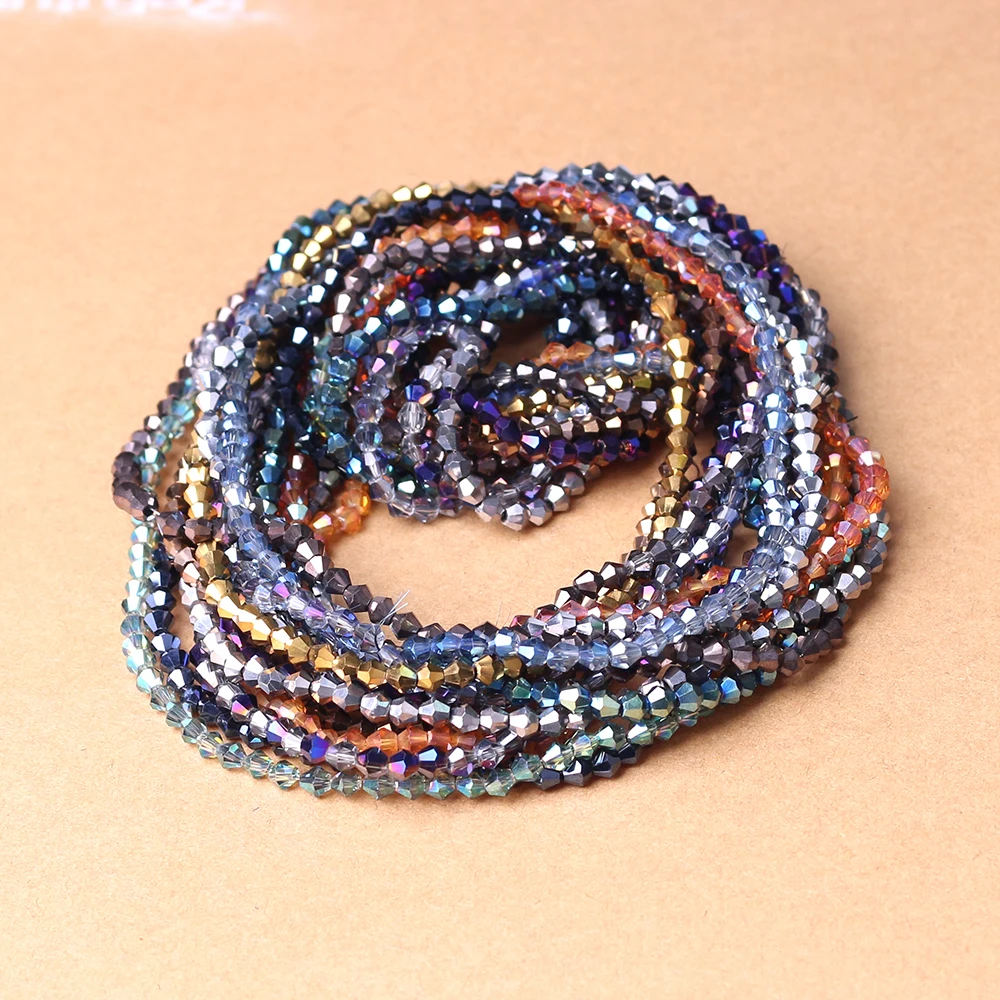 

3MM Crystal Glass Bicone Plated Beads Rhinestones For Caps(740PCS/LOT)New Design Semi Precious Stone Beads,Jewelry Accessory