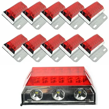 

10x Red 15 LED Side Marker Cab Light Clearance Bulb Truck Bus Trailer Caravan Boat SUV ATV 24V