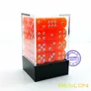 Bescon 12mm 6 Sided Dice 36 in Brick Box, 12mm Six Sided Die (36) Block of Dice, Translucent Orange with White Pips 1