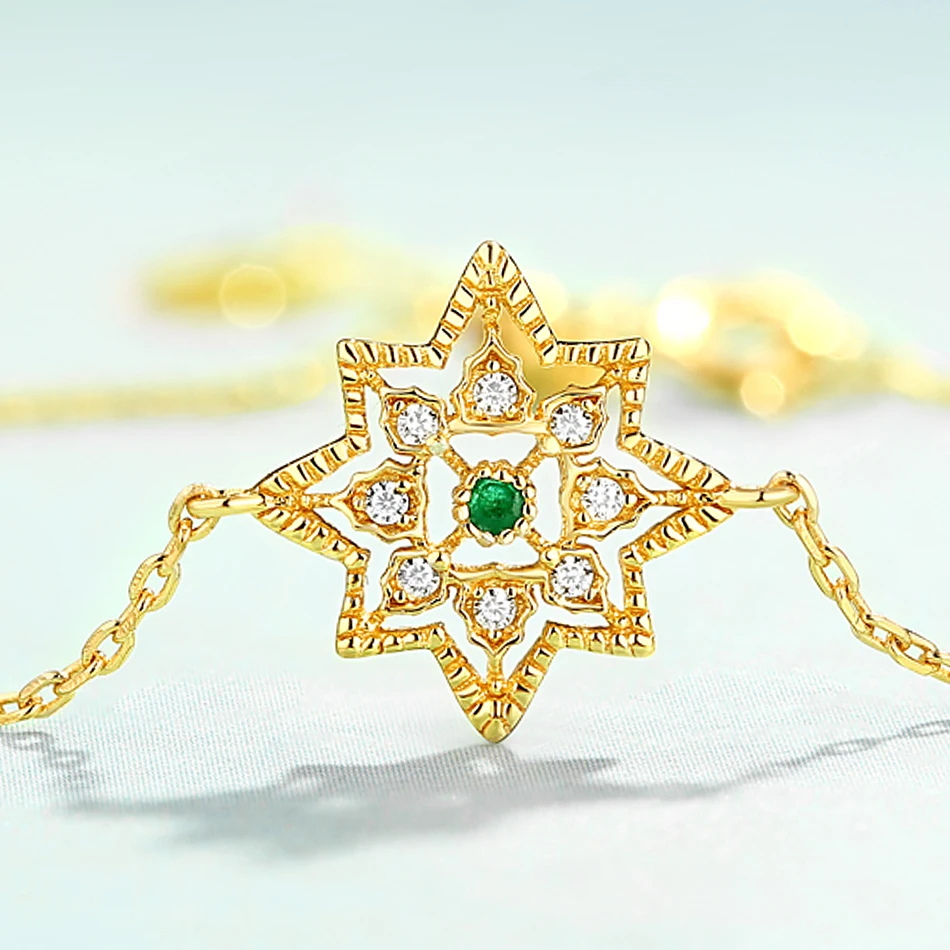 ALLNOEL 925 Sterling Silver Real Natural Emerald Bracelet For Women Gemstone Jewelry Snowflake Green Stone Wedding  Bracelets (7)