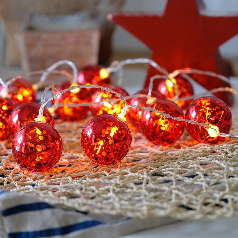 1.5M/3M LED String Light Red Ball Battery Powered Creative Waterproof DIY Party New Year Christmas Decoration Fairy 1.5M/3M LED String Light Red Ball Battery Powered Creative Waterproof DIY Party New Year Christmas Decoration Fairy
