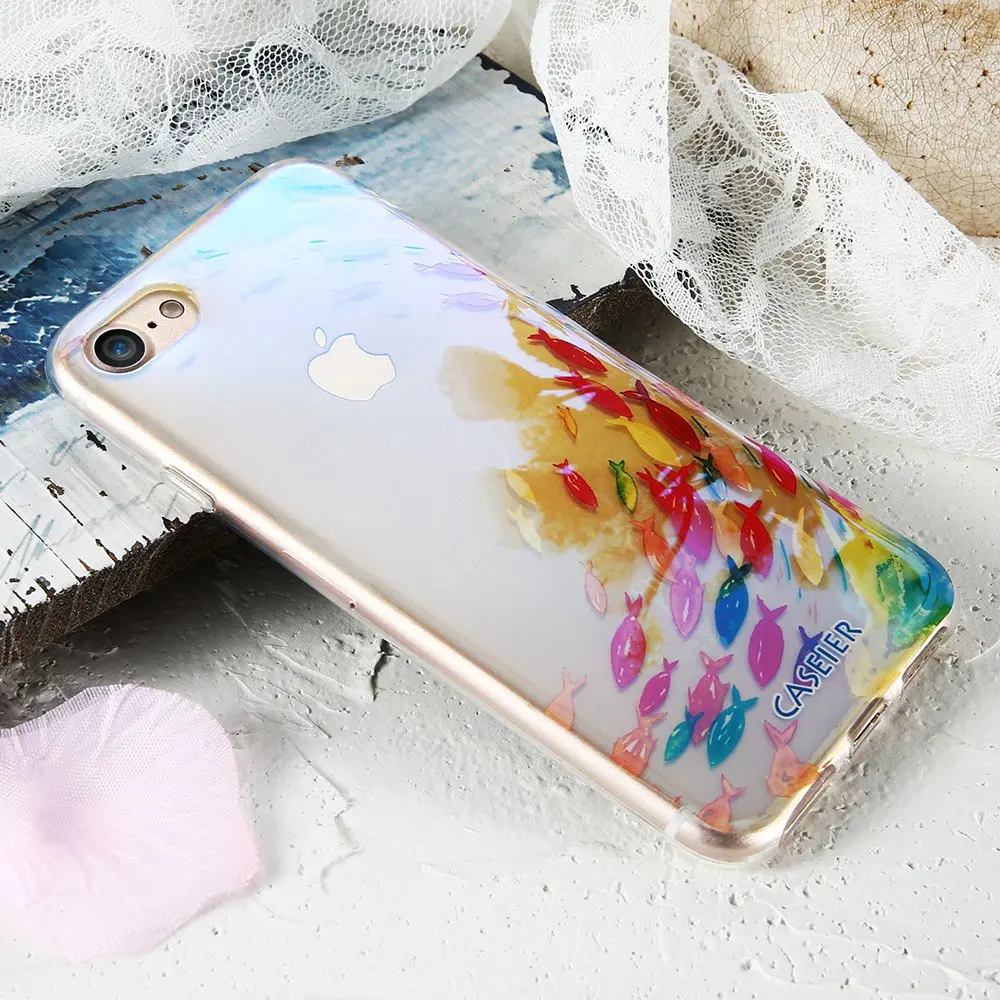 Caseier рисунком чехол для телефона iPhone 7 Plus Мягкие силиконовые ТПУ Чехол iphone 8 Blue Ray