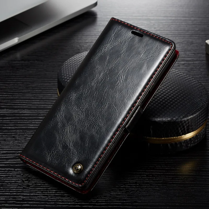 Кожаный чехол-книжка с магнитным бумажником для samsung Galaxy S8 S9 S10 Plus Note 9 8 S9Plus S8Plus Note8 Note9 S7 Edge Coque - Цвет: Black