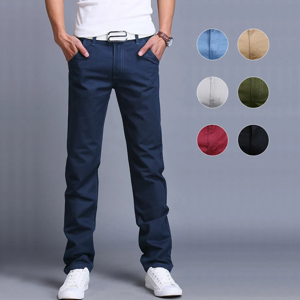 Fashion Men Business Solid Color Slim Straight Trousers Casual Long Pants Man pants Spring Autumn штаны calça masculina