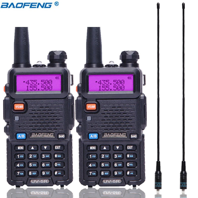 

2PCS Baofeng UV-5R Walkie Talkie Dual Band Radio 136-174Mhz & 400-520MHz Handheld 10km Two Way CB Radio UV5R +NA-771 Antenna