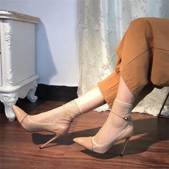 Hot Net Red Breathable Boots Air Mesh Gladiator Sandals Women Boots High Heels Ankle Boots Shoes Woman Bootie Botas Mujer 2018 (7)