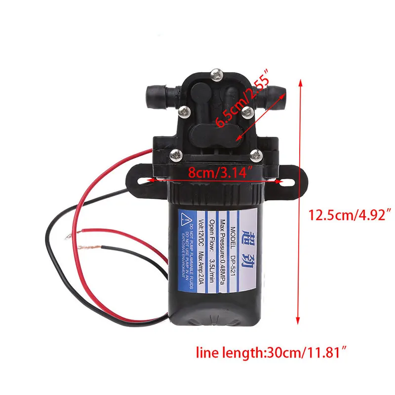 Новое поступление DC 12 В 3.5L/мин 0.48MPa 70 PSI диафрагма высокого давления самовсасывающий водяной насос