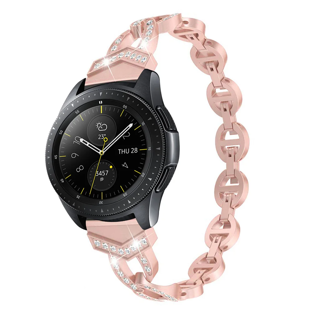 Женский бриллиантовый ремешок для huawei Watch GT 2 1 46 мм браслет для samsung Galaxy Watch 46 мм/42 мм/Active 2 1/gear S3 ремень - Цвет ремешка: Rose pink