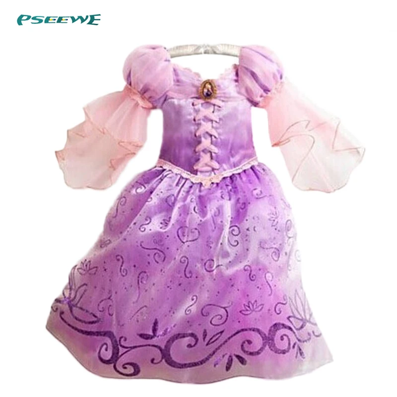 

The new girls summer spring V-Neck Floor-Length baby girl / Tangled dresses / Color Lei mesh rapunzel kids for girls dress