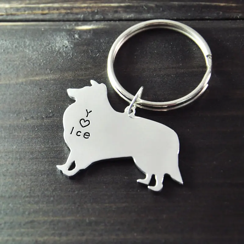 

Rough Collien keychain dog key chain alloy hand cut Rough Collien pendant beautiful charm