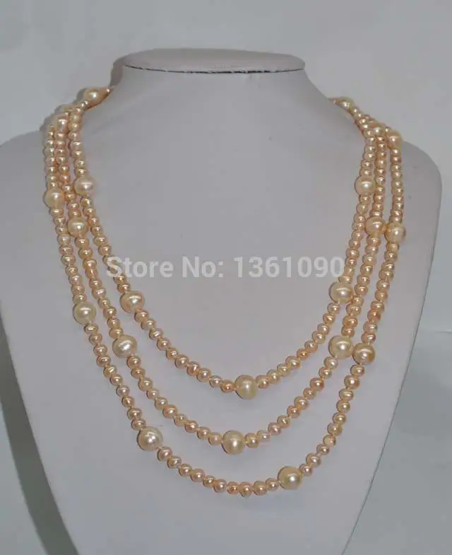 

00313 63" 5-9mm pink freshwater pearl necklace