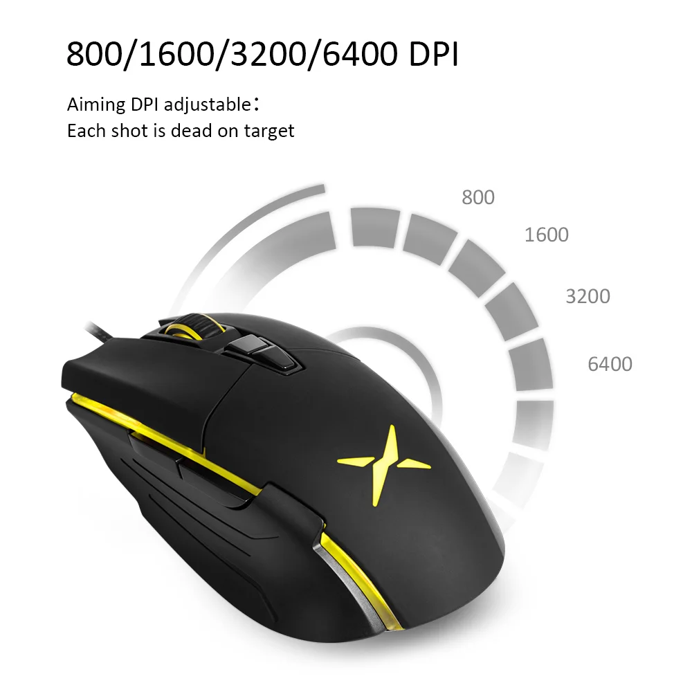 Delux M522 Wired Mouse Ergonomic Gaming Mouse Office Dual modes 6400 DPI 7 Programmable Buttons Mice with Backlight For Gamer