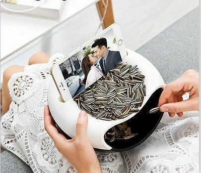 

Creative Lazy Fruit Dish Snacks Nut Melon Seeds Bowl Double Layer Plastic Candy Plate Peels Shells Storage Tray Desk Home Decor