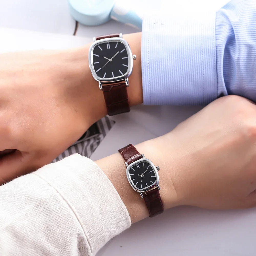 Модные черные часы для женщин мужчин любителей смотреть пара кожа кварцевые наручные часы Женский Мужской Часы Relogio Feminino Reloj Horloge