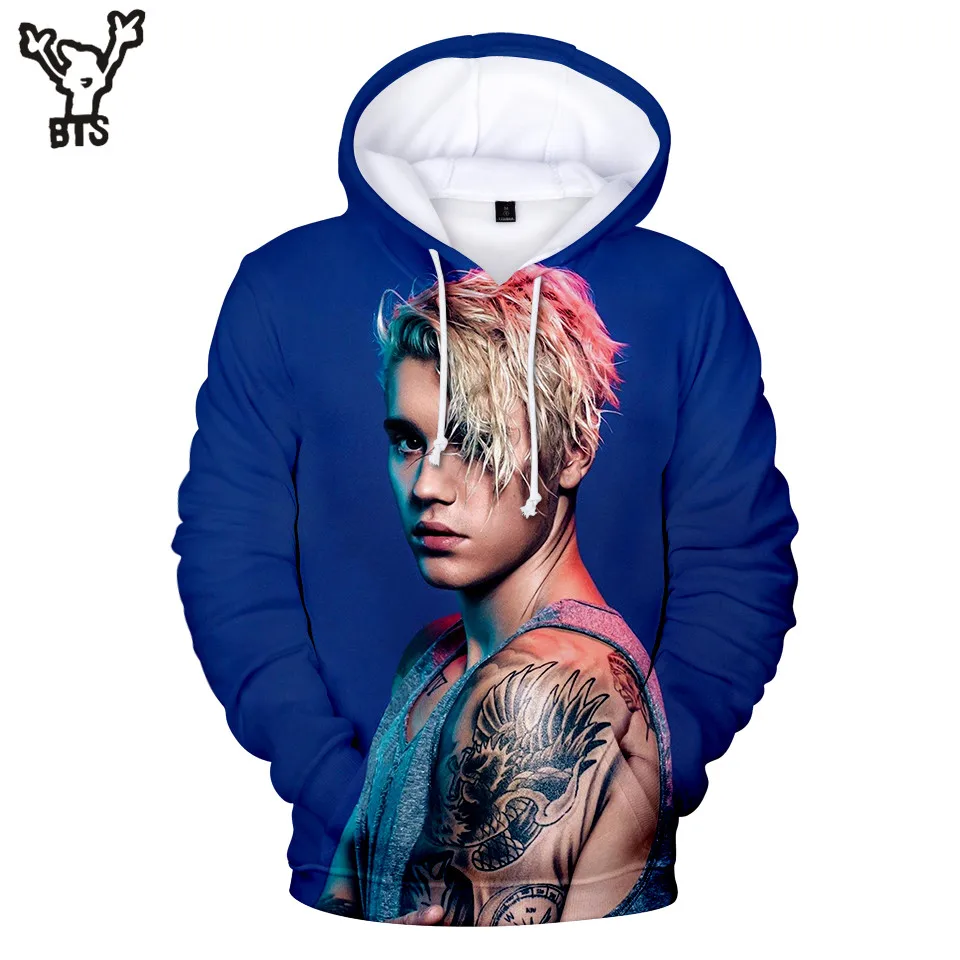 Singer Justin Bieber Portrait 3D Popular Cool Anime Print Sweatshirt Hoodies Male Female Leisure Streetwear Hip Hop Fans Clothes