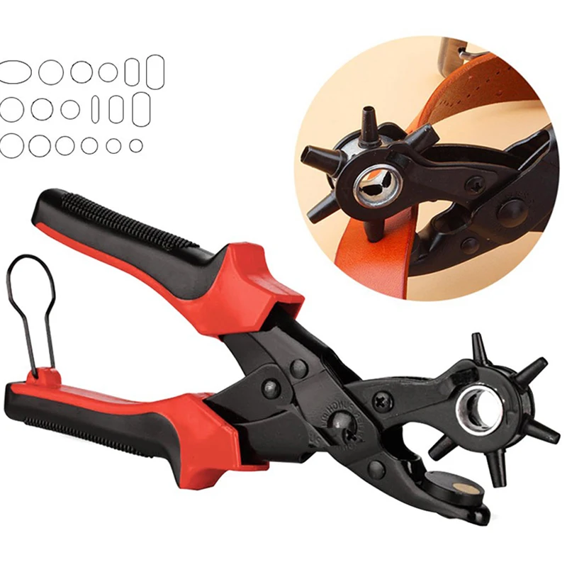 

Household Belt Hole Puncher Tool for Leather Leathercraft Craft Tools Punching Machine 3-in-1 Hand Pliers Leather Tools