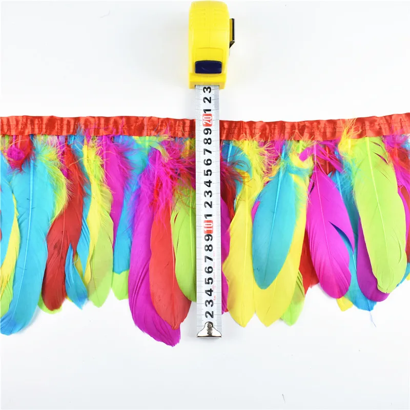 

Wholesale 15-20CM Goose Feather Trims Fringe Ribbon multicolour Natural Pheasant Feather For Crafts DIY Wedding Decoration Plume
