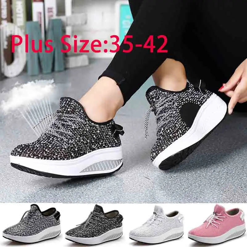 New Fashion Women Breathable Increase Shoes Casual Fitness Ladies Shake