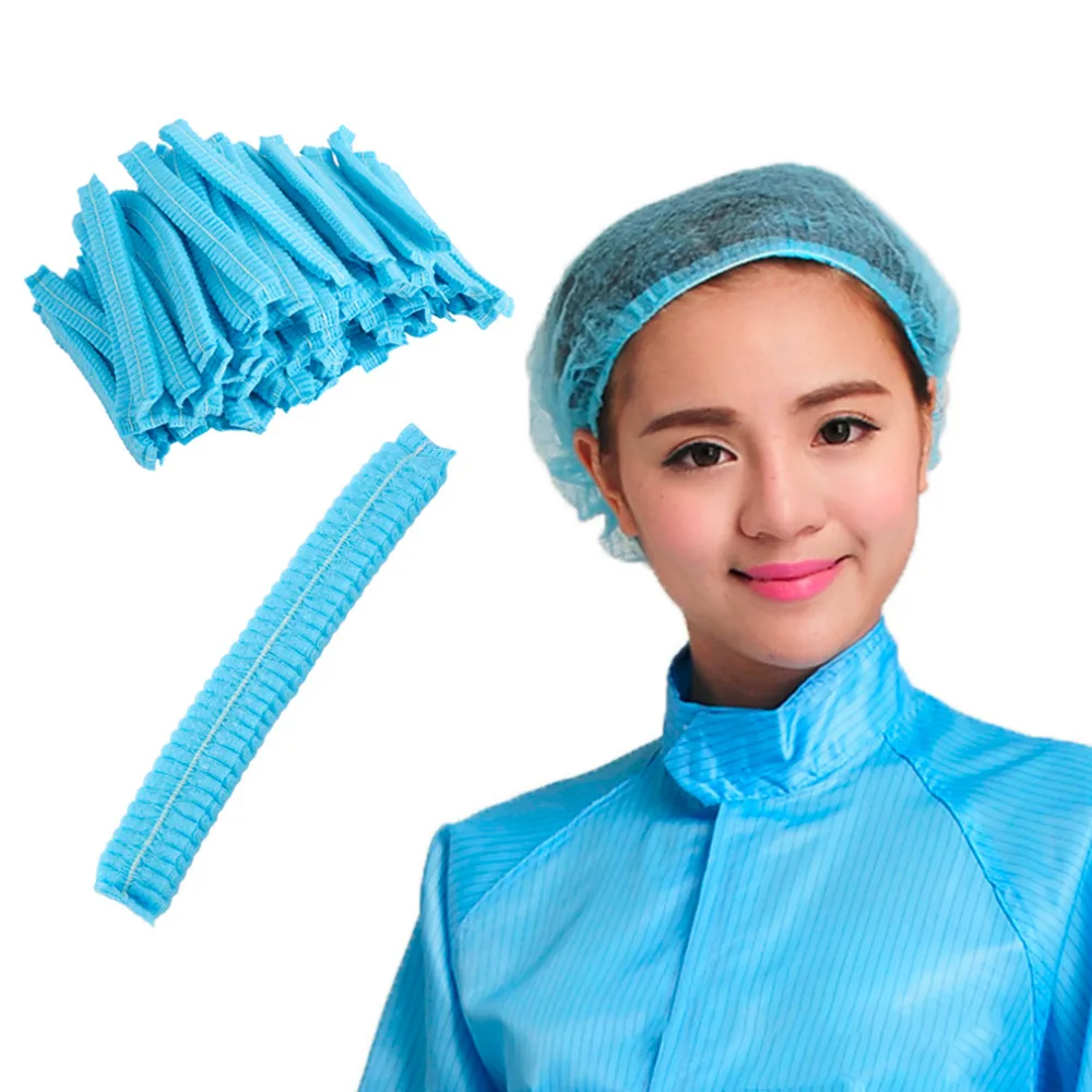 100 Pcs Disposable Head Cover Mob Cap Hat Hair Net Non Woven Anti Dust