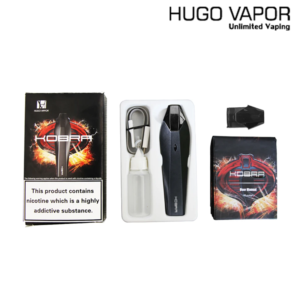 Оригинальный комплект Hugo Vapor Kobra Pod вейп со встроенным аккумулятором на 500 мАч и