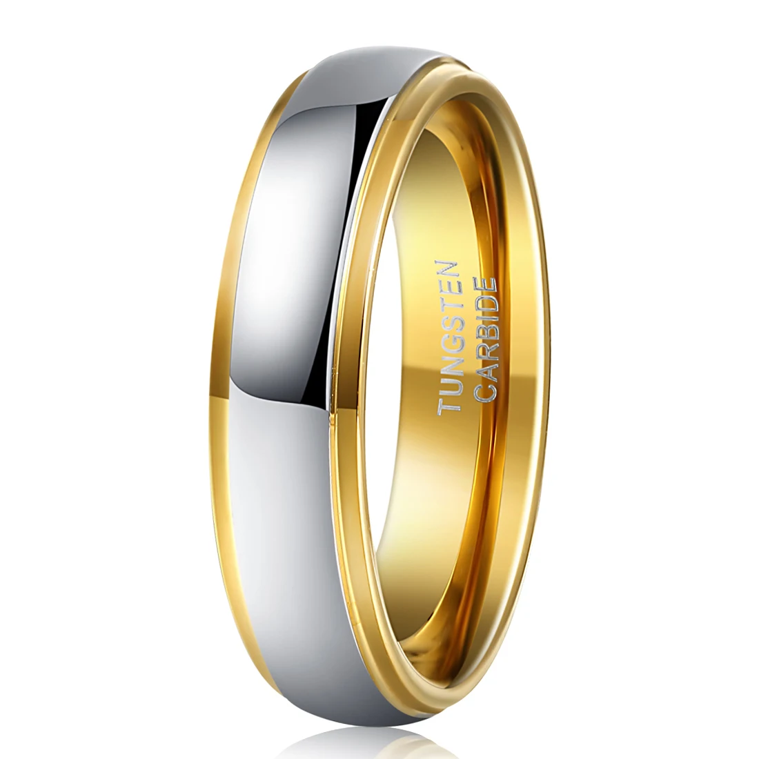 6MMMenWomenClassicWeddingBandGoldColorTungstenCarbideRingsDurableAnniversaryForever