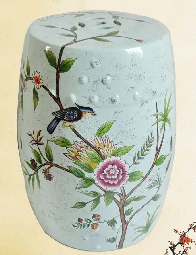Bird painting Indoor Chinese ceramic Stool home decoration porcelain