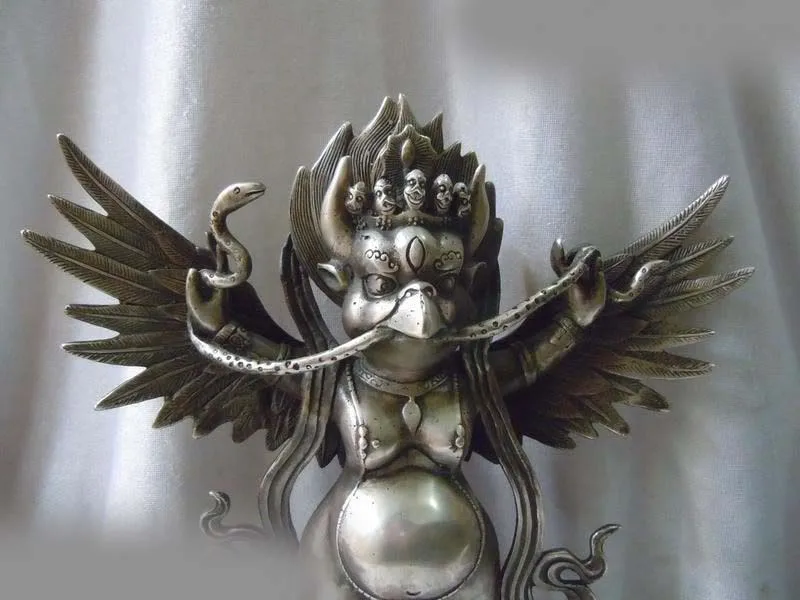 

12" China Tibet silver carved Buddhism roc aberdevine buddha Sculpture statue