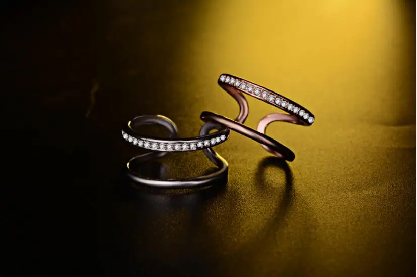 Anenjery корейские Простые Модные 925 пробы серебряные кольца для открытия многослойный мозаичный циркон кольцо для женщин S-R314