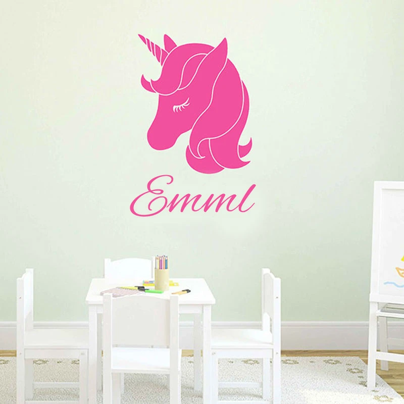 unicorn name wall decal