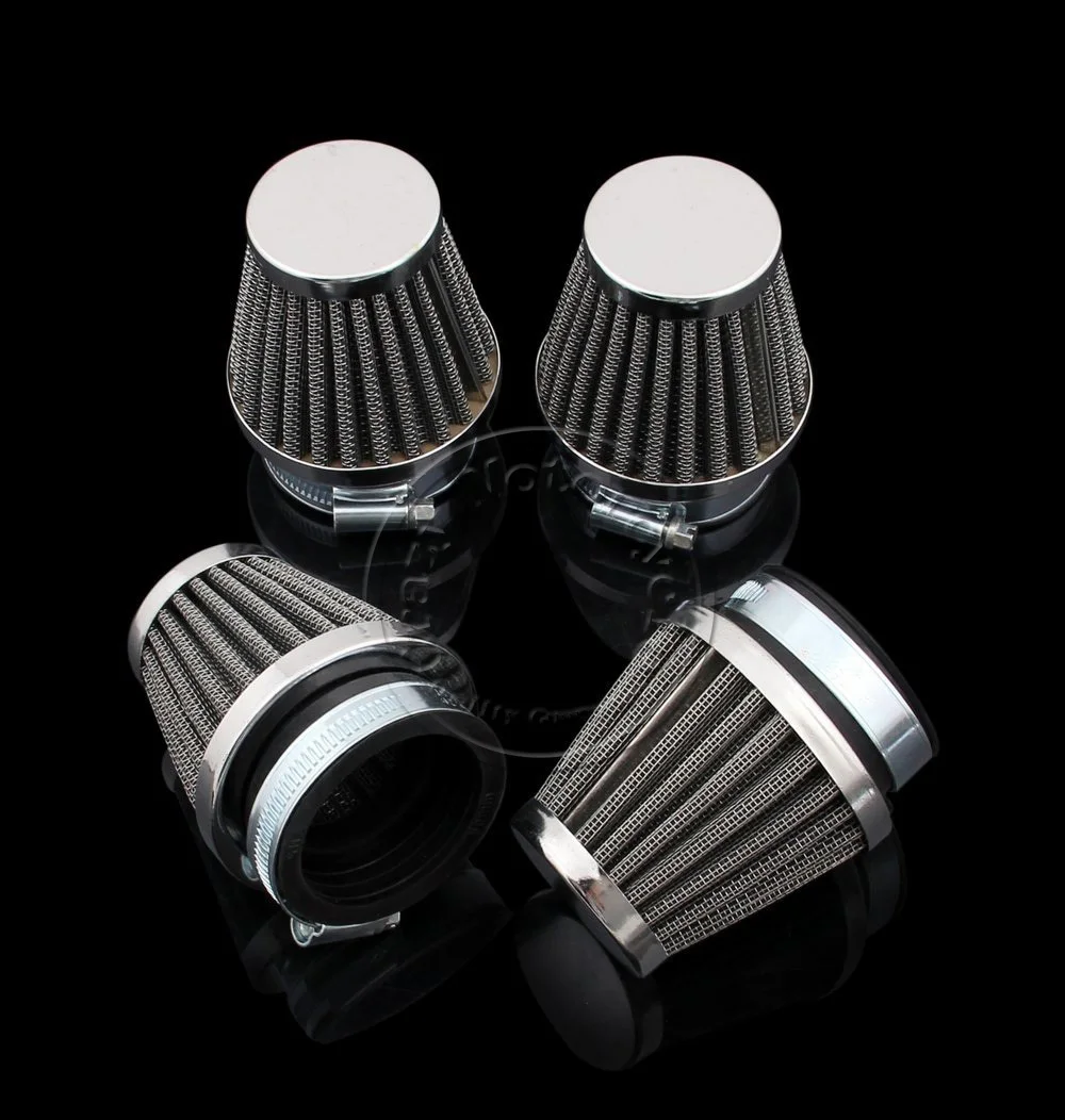 4PCS Universal Motorcycle 60mm Air Filter For Honda Kawasaki Suzuki