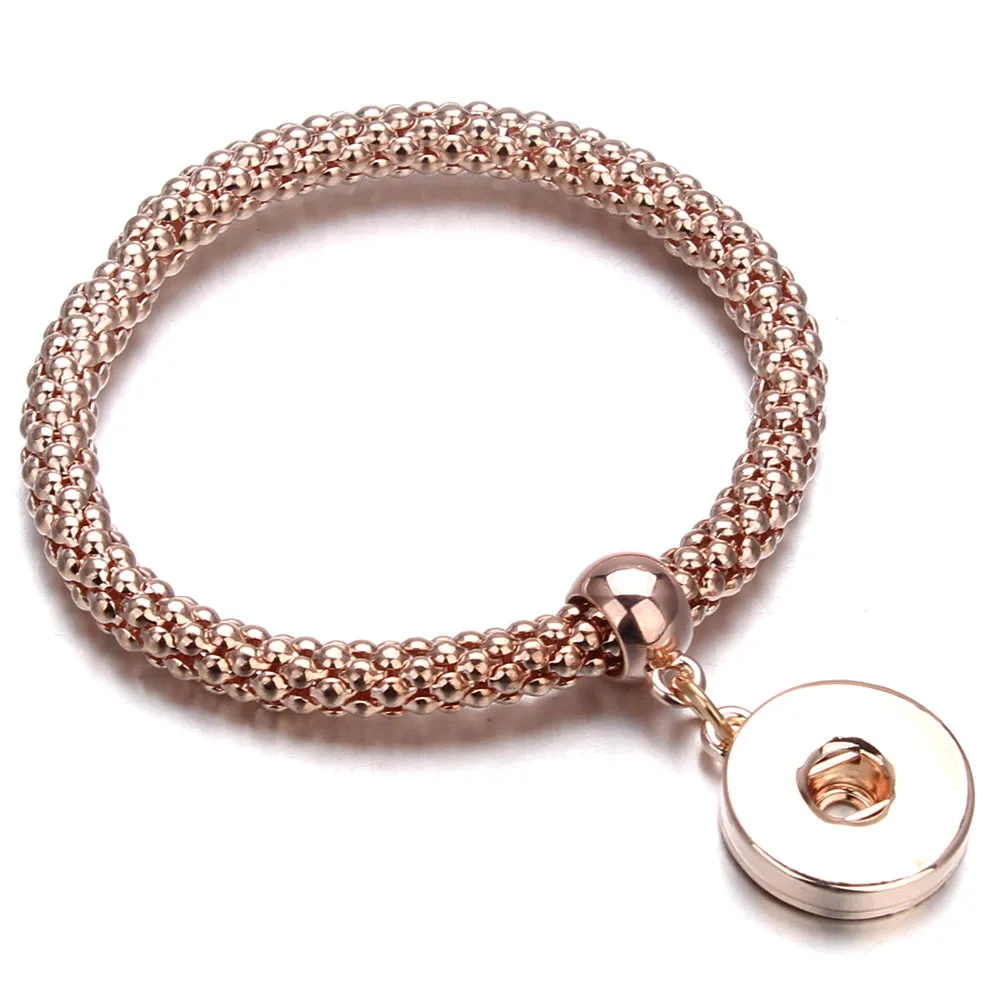 

Wholesale Classic Elastic Bracelet Rose Gold Bracelet Ginger Snap Button Bracelet for 18mm Snap Button Jewelry For Women