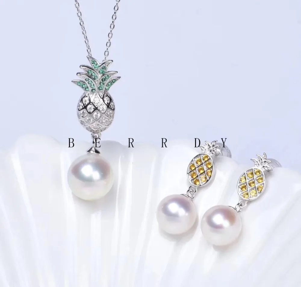 S925 Sterling Silver Pearl вечерние Цепочки и ожерелья серьги крепления выводы изысканный комплект ювелирных изделий Запчасти фитинги Для женщин