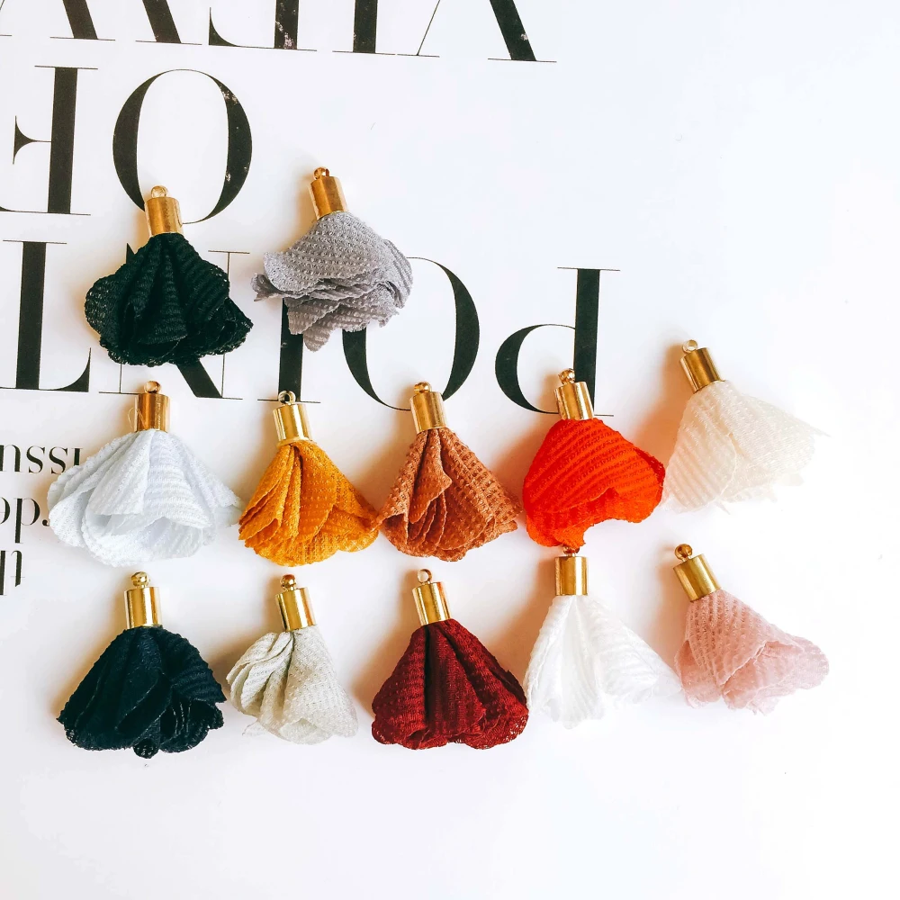 

Eardrop Mixed Colors Flower Tassel Earring Accessories Pendant Necklace Charms Jewelry Finding Diy Handmade Material 10pcs