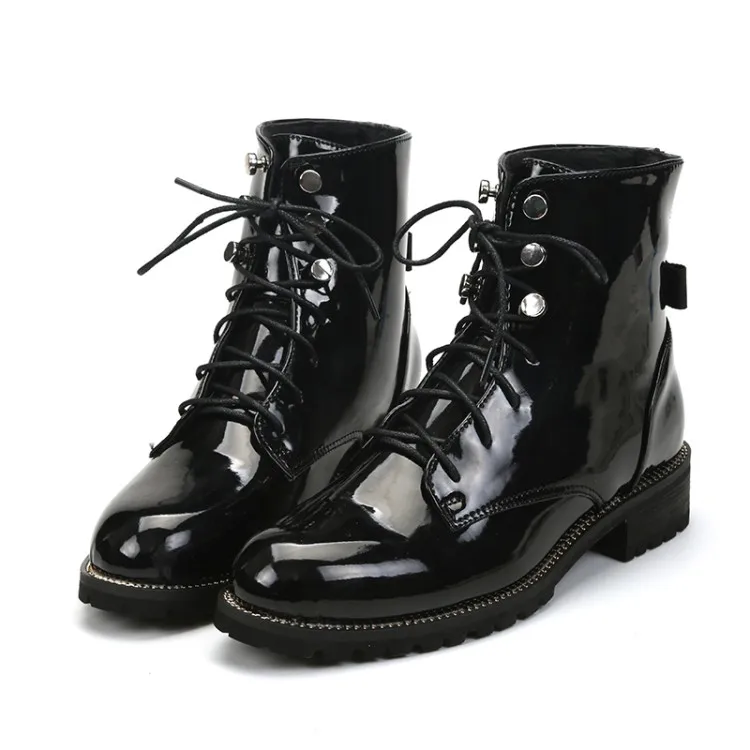 

Flat With Women Winter Boots Lace-up Rain Boots Zapatos Mujer Military Boots Boots Women Girls Shoes Botines Mujer Rojos