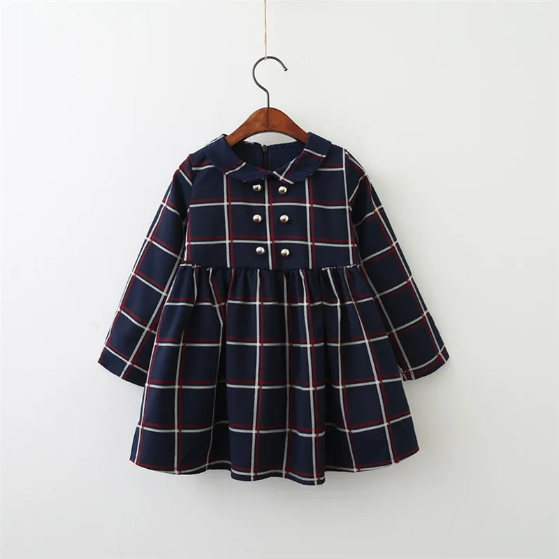 Платье для девочек; Новинка года; осенний студенческий стиль; Одежда для девочек; детское платье с длинными рукавами и отворотами
