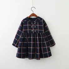 Платье для девочек; Новинка года; осенний студенческий стиль; Одежда для девочек; детское платье с длинными рукавами и отворотами