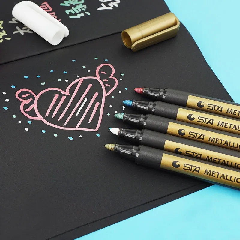 Download STA 10 colors Metal Mark Pen Color Marker Graffiti Pen Multicolor para metal oil Paint Marker ...