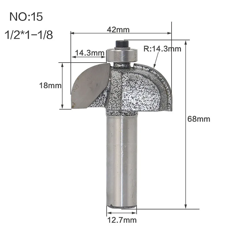 1 шт. 1/" 1/4" хвостовик круглый нос Угол заземления концевые фрезы Карбид Вольфрама круглый канавок бокс фрезы для дерева - Длина режущей кромки: NO 15